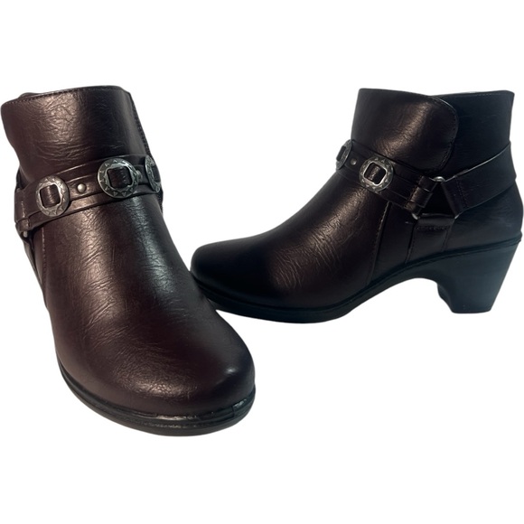 Easy Street burgundy bailey Sz 8W rodeo western boots w conchos. Comfy low hill - Picture 7 of 11